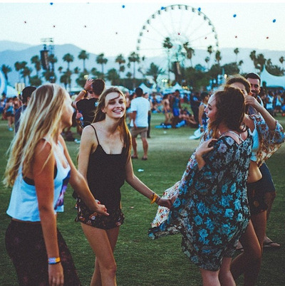 Friends attend Coachella 2014.