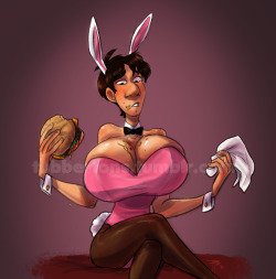 tubbertons: I finally finished cleaning up this one to post for today~ It’s a bunny so Happy Easter! (This was a suggestion in the stream for some messy eating and I went for a boob one instead cuz why not??) 