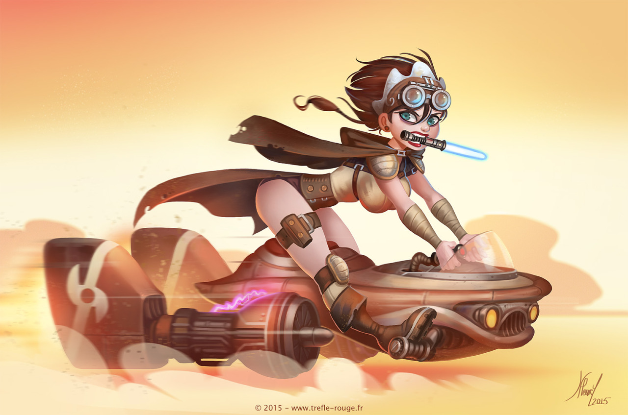 treflerose:  Jedi girl on little podracer !Done for Character Design challenge (on