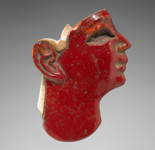 thegetty:The colorful world of Ancient glass.Red: Egyptian Head Inlay, 1540 - 1075 B.C.Orange: Late 