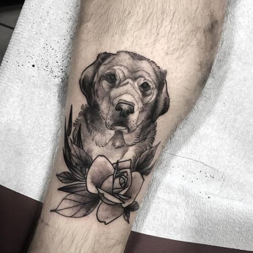 Tiny ankle woofer. Thank you Antonio! #yellowlab (at Passage Tattoo)