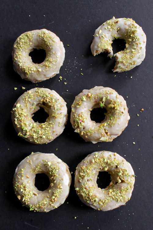 Cardamom Donuts with Rosewater Glaze and Pistachios (recipe)