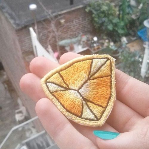 Here comes the sun #wip #embroidery #gemstone #topaz #patchgame #handmade #etsy #maker #patch #art #