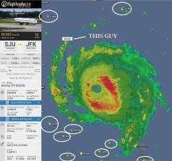 clodicusmaximus: dickslapthestate:  keepitmovinshawty:  aheartmadeofkyber:   So Delta flight 302 flew in to San Juan, picked up passengers, and threaded one arm of Irma on the way out. The pilot basically said “hold my beer” and took on a hurricane.