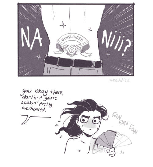 vimeddiee:  Young McCree seems like a tramp stamp kind of guy.  Hanzo is interested 