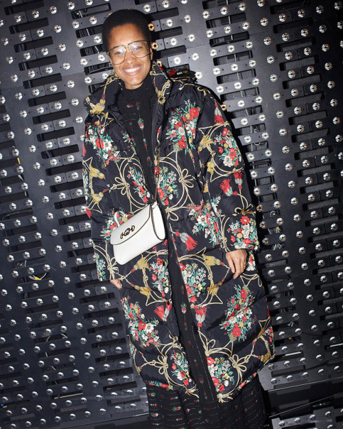 Guests at the Gucci Fall Winter 2019 show by Alessandro Michele, Bethann Hardison photographed with 