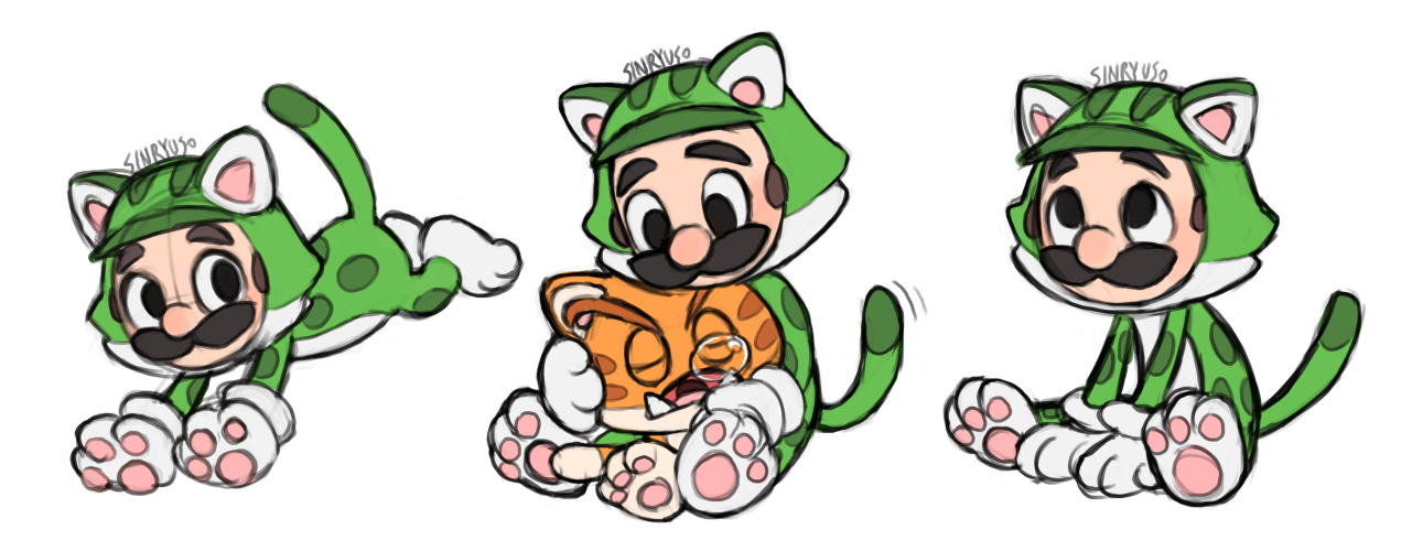 Pixilart - cat luigi by RyanNotHere