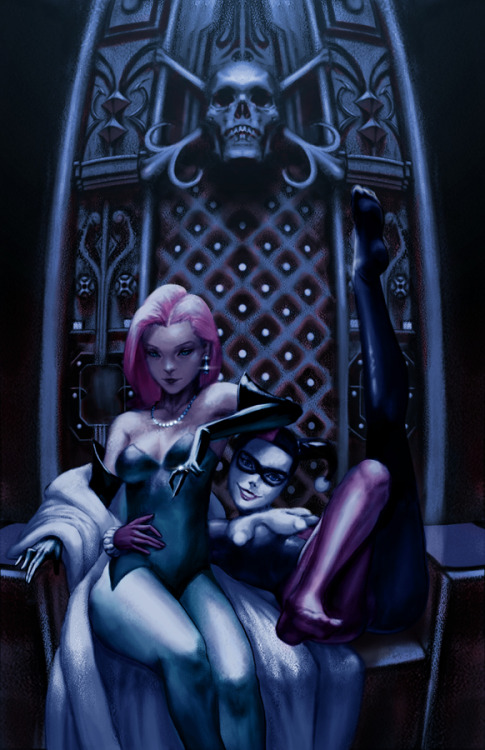 Harley Quinn and Poison Ivy by baimonart