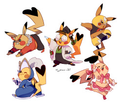 tomatomagica:  i can’t believe i got commissioned to draw 5 pikachus