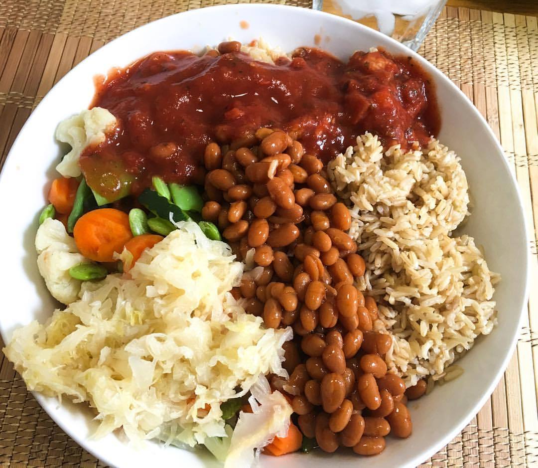 VegSource - Jeff Nelson — Brown rice, veggies, baked beans 