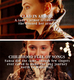 sansalayned: Brienne of Tarth and Sansa Stark + parallels(requested by msmeminger)