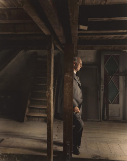 historicaltimes:  Anne Frank’s father Otto visits the attic where he and his family hid from the Nazis. No other family members survived,1960. via reddit