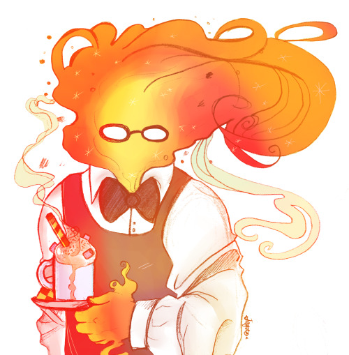 jayneillustrator: Here’s a doodle I did of Grillby carrying a tasty hot chocolate! — Ple