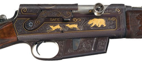 Elaborate John A. Gough signed exhibition quality master engraved and gold inlaid Remington Model 8 