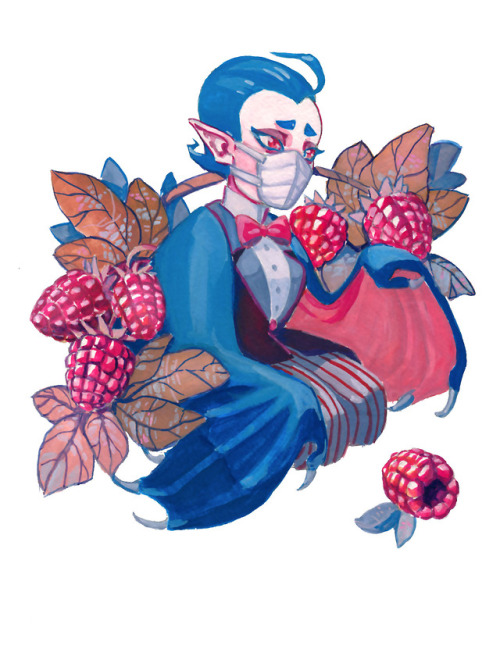 Raspberry Vampire - GouacheHypochondriac and germophobe vampireLike an even more uptight Viago