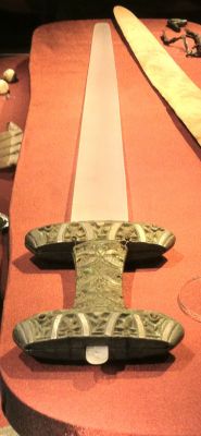 coolartefact:  The silver hilt is all that remains of an old viking sword. Displayed at Lofotr Viking Museum, Norway.Source: https://imgur.com/Kg7mVWH