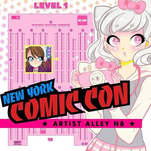 ✨ IT BEGINS ✨ Artist Alley N8!! Witchest and cutest table in the middle aisle!! ⠀ #newyorkcomiccon #