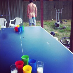 tradieapprentice:  beer pong piss break