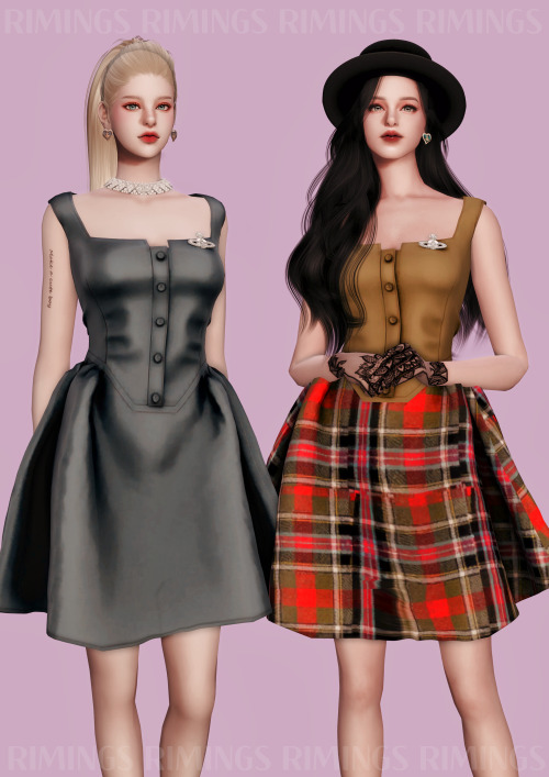  [RIMINGS] Vivienne Westwood Brooch & Ruffle Dress - DRESS- NEW MESH- ALL LODS- NORMAL MAP- 20 S