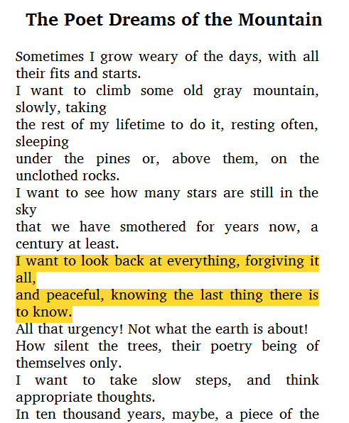 douceurs:The Poet Dreams of the Mountain, Mary Oliver