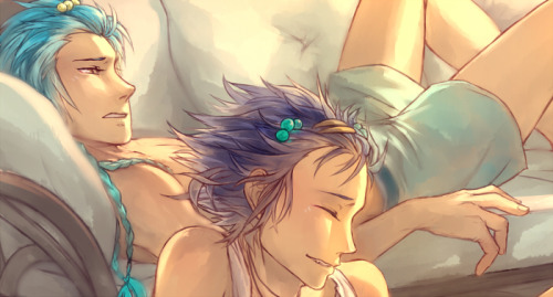 hasuyawwn:  aoba be all like “dude you guys are blocking the fan” this one made me so mad cus i accidentally merged two of the layers at some pt and made it harder to clean UGH ((Part of my Fuwa Fuwa Days artbook)) 