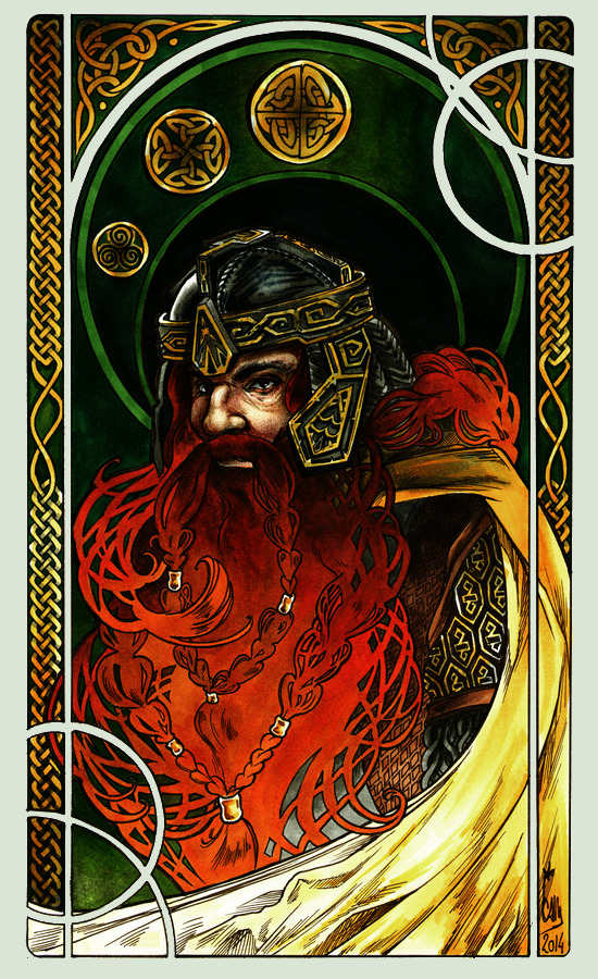 flukeoffate:  cybersuzy:  Gimli Art Nouveau by cam-miyu  “Ad for the CutieHelmet !