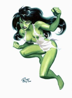 wookiee-monster2:  She-Hulk, Spider-Woman, &amp; Black Widow art by Bruce Timm