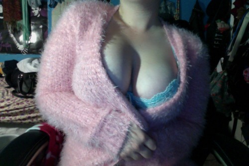 rococos wearing fuzzy pink