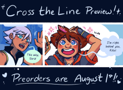 sicklyjelly:  here’s a couple of cropped panels from my 2-page soriku (AU) comic for @crossthelinekhzine! preorders open August 1st and I hope y'all don’t miss out on these beautiful artists and writers! 