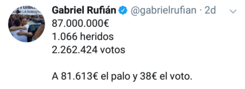 The Spanish government has recognised they spent 87 million euros (106.4 million dollars) to stop th