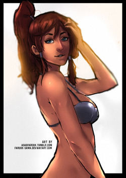 asadfarook:  Korra pin-up based on a suggestion by someone anon.quick sketch. I don’t usually do art like this but oh well. still pretty ok , right ? (i swear ill do more refined work soon , so busy with work ;__; )My Deviantart  / Facebook / Twitter