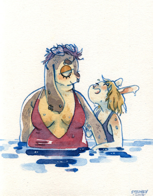 Charlotte and Luce are still enjoying some beach time !  I had a blast paiting my babies for a commi