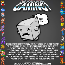 didyouknowgaming:  Super Meat Boy.  http://www.vgfacts.com/trivia/1139/