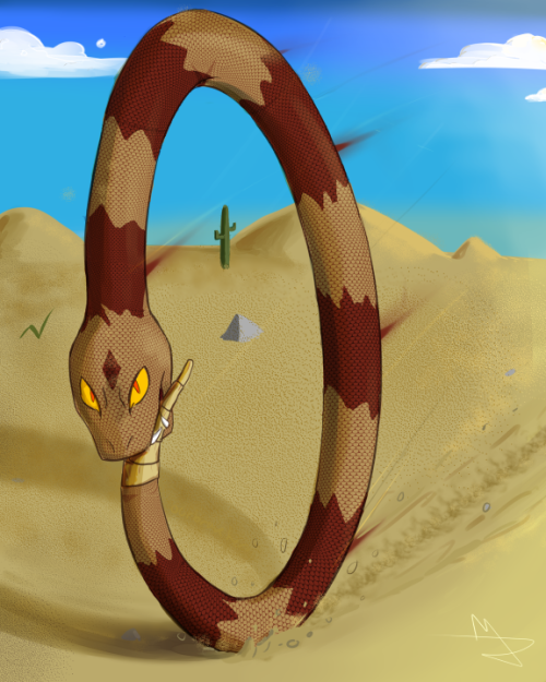 #Octobestiary Entry 5: Hoopsnake. While it can SLITHER like its brethren; it will grab its tail and 