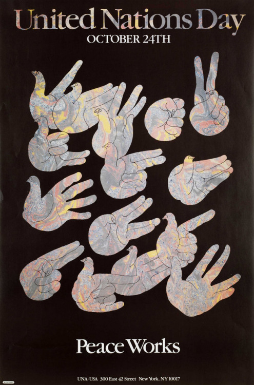 Milton Glaser, poster design UN Day Peace Works, 1984. USA. Via miltonglaser.com
