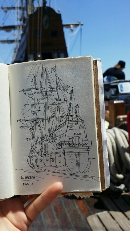 A lumpy ship drawing from our fieldtrip yesterday! What a toasty weekend.