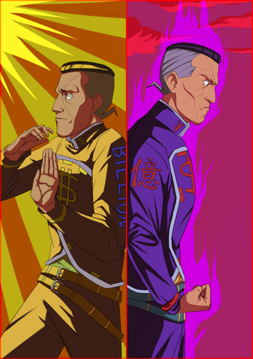 getyourhamon:   there were some really cool color schemes for okuyasu in the last episode so i wanted to draw something with them :0 on twitter 