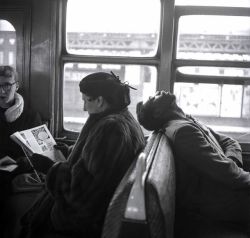 the-night-picture-collector:Harold Feinstein, Asleep on the Subway Train, 1947