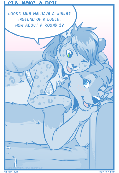 furry-sex-slave:  kanakusc:furryredfox:  Let’s make a bet by Etuix. Part 2 and animated gif :3   Part 2   I need to get a strap on to use on my hubby