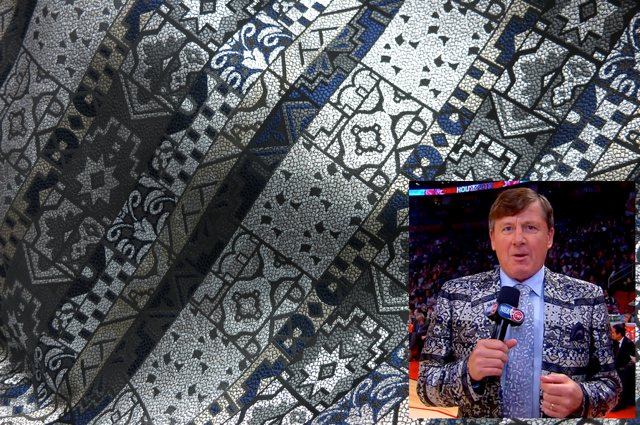 A close-up shot of the fabric used to make Craig Sager’s “ornamental” All-Star Game suit, courtesy of REX Fabrics.
Credit: Image courtesy of REX Fabrics
825 SW 37 Avenue,
Miami, FL 33135, USA
P. 305-448-0028
F. 305-448-7979
www.rexfabrics.com