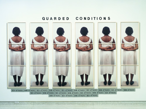 LORNA SIMPSON / GUARDED CONDITIONS / 198918 color polaroid prints, 21 engraved plastic plaques,and p