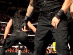 lordvampy-333:  all-day-i-dream-about-seth:  bournelitas:  I feel like this is relevant. (Pic found on wwe.com. I just zoomed in.)  This is very relevant!   Idk what is sexier, Roman rubbing his cock or Seth’s fine ass ass.