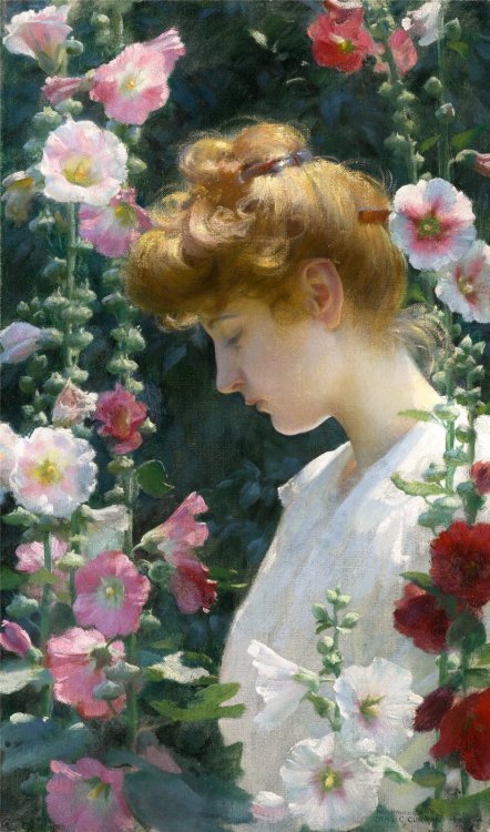 rainlullaby99: Hollyhocks and Sunlight by  Charles Courtney Curran