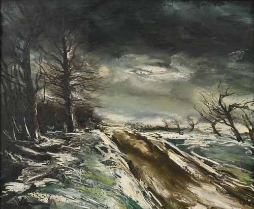 Maurice De Vlaminck (French, 1876–1958, b. Paris, France) - Paysage De Neige, nd  Paintings: Oil on 