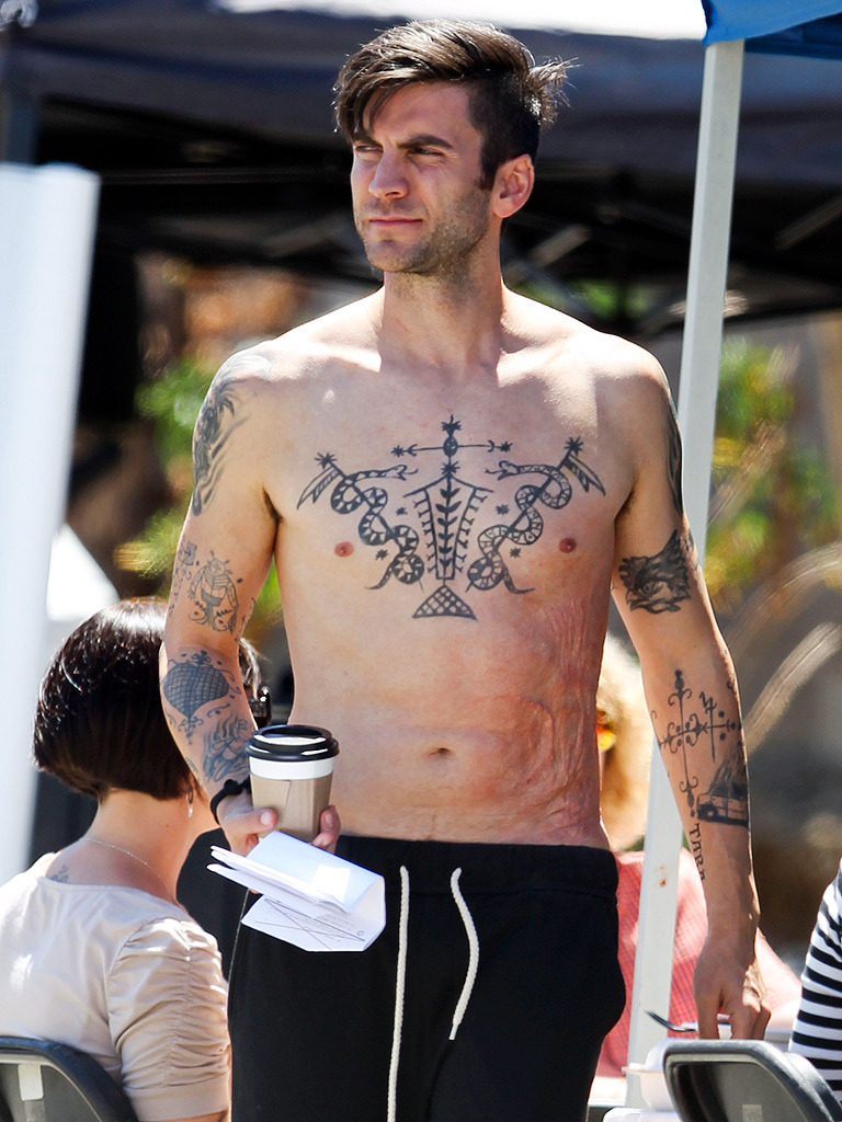 Actor Wes Bentley shows off his tattoos while walking around shirtless on  the set of his new movie Broken Vows in Downtown Los Angeles with co star  Jaimie Alexander Wes also had