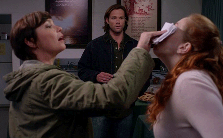 sam-winchester-admiration-league:The last gif, Sam is going, “well this syringe is unnecessary, I st