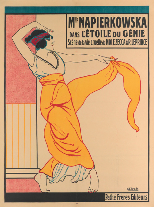 Mlle Napierkowska (1914). Georges Kugelmann Benda. Pathé Frères Editeurs, Paris. Poster.Although he 