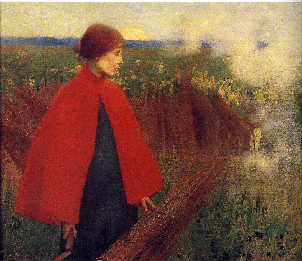 artandopinion:  Marianne Stokes. The Passing Train.Â 1890. 