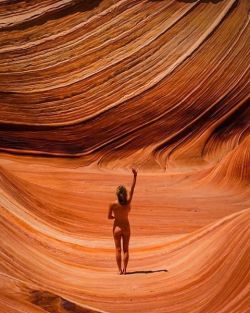 adventurebuns1:  From the Wave at Coyote Buttes comes another #spectacular pic with @bummingaroundtheworld!  Hard to say much on this one… it is so unique!  We just love how she just fades into the Wave.  Where will @bummingaroundtheworld appear next?