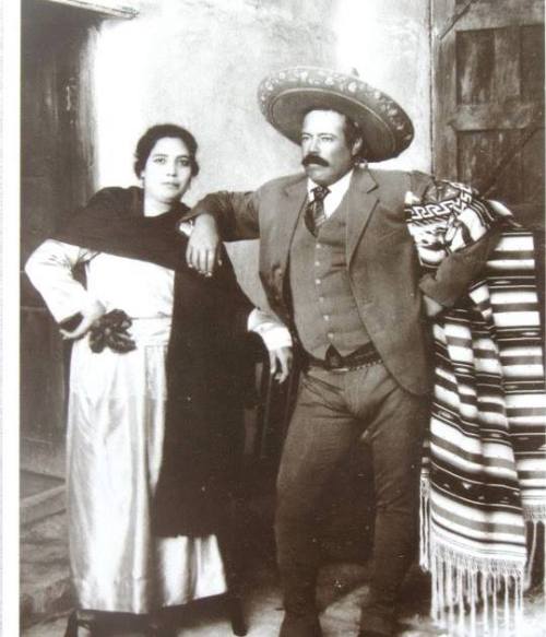 Pancho Villa strikes a pose with his wife, Maria Luz Corral, 1923. After taking part in the Mexican 